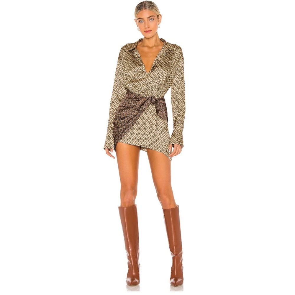 THE KAMILLE MINI DRESS IN TAN & BROWN SMALL by L’Academie